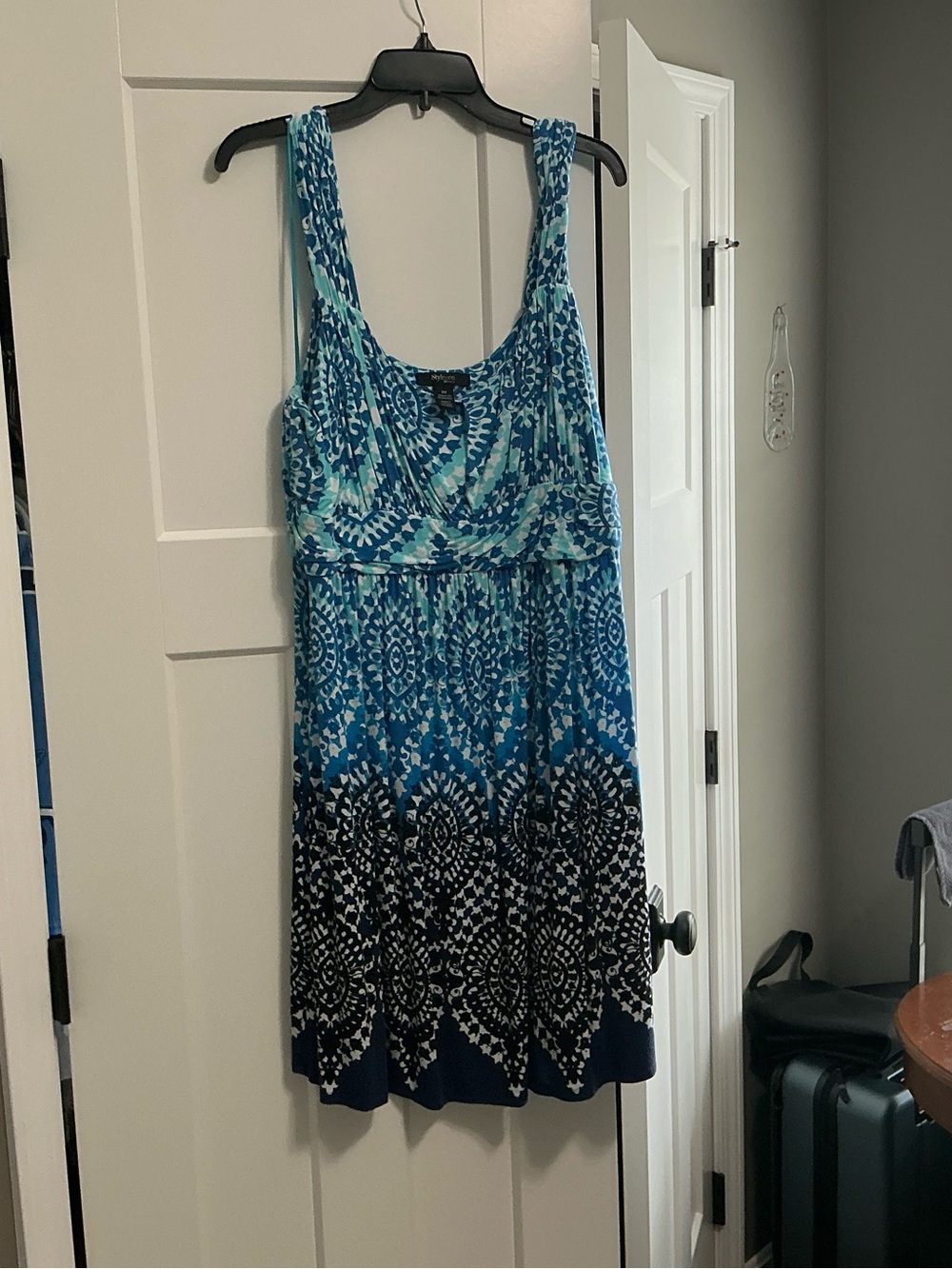 Style & Co. Blue Teal Patterned Midi Dress